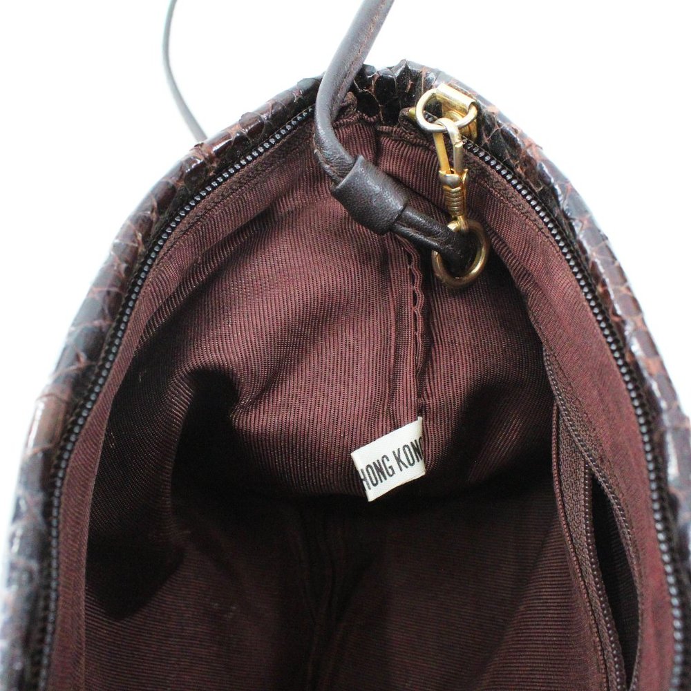 VTG 70s Genuine Snakeskin Purse Convertible Strap Clutch Dark Brown Shoulder Bag - Picture 12 of 14